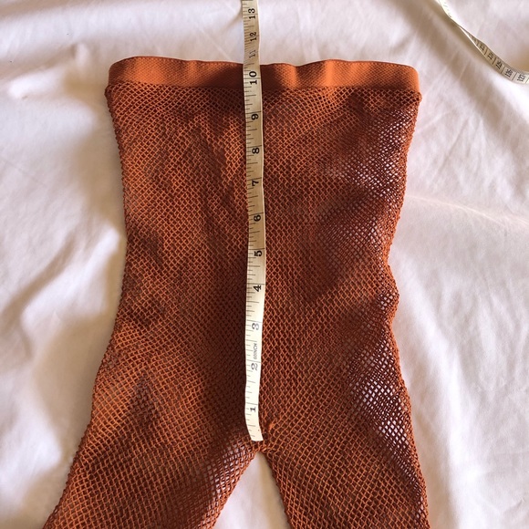 Vintage Danskin Pantyhose Fishnet Burnt Orange Tights - Picture 8 of 9